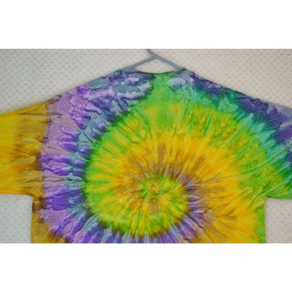 Tie Dye Unisex Large Purple Yellow Ice Dyed Spiral Short Sleeve T-Shirt - Picture 7 of 10